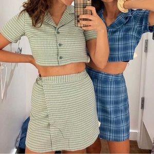 Brandy Melville matching set green plaid